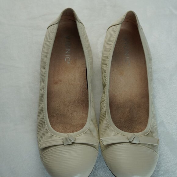 Vionic Amorie Ballet Flats US 5.5 Orthotic Support Cream Beige Bow‎ Round Toe - Picture 8 of 9
